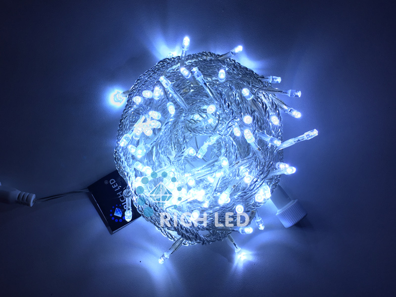 Гирлянда-дождь (плей-лайт) светодиодная Rich Led 2*6 м, 220 В, пост. св., IP65, белый, пр. черный